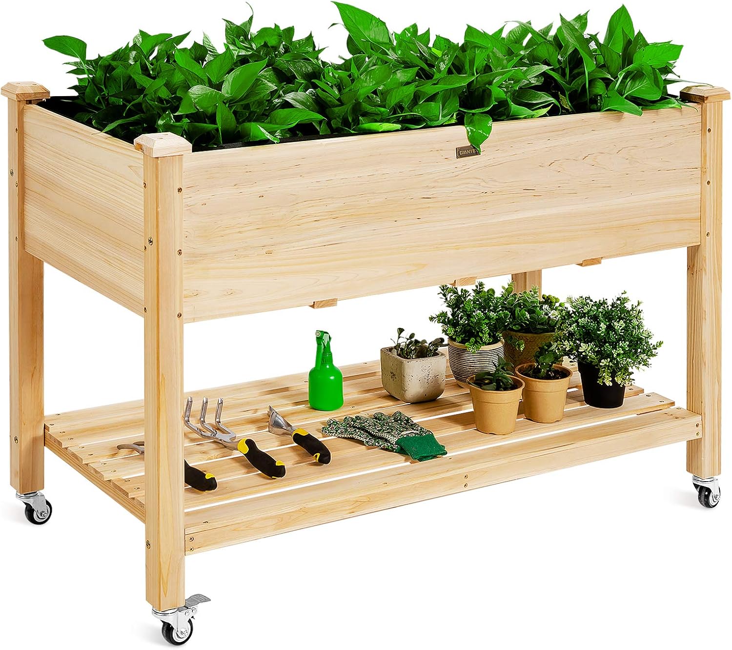 Raised Garden Bed - Holz-Hochbeet auf Rädern für Garten und
