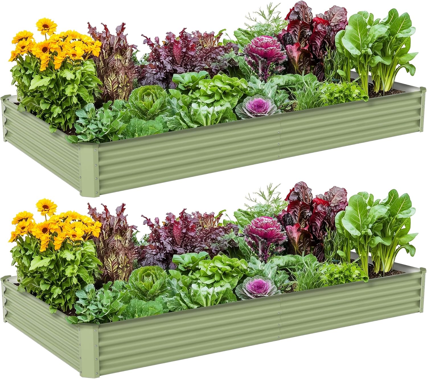 Raised Garden Bed - Outdoor Gemüsegarten Metall-Hochbeet, Verzinkter Stahl, 8x4x1FT