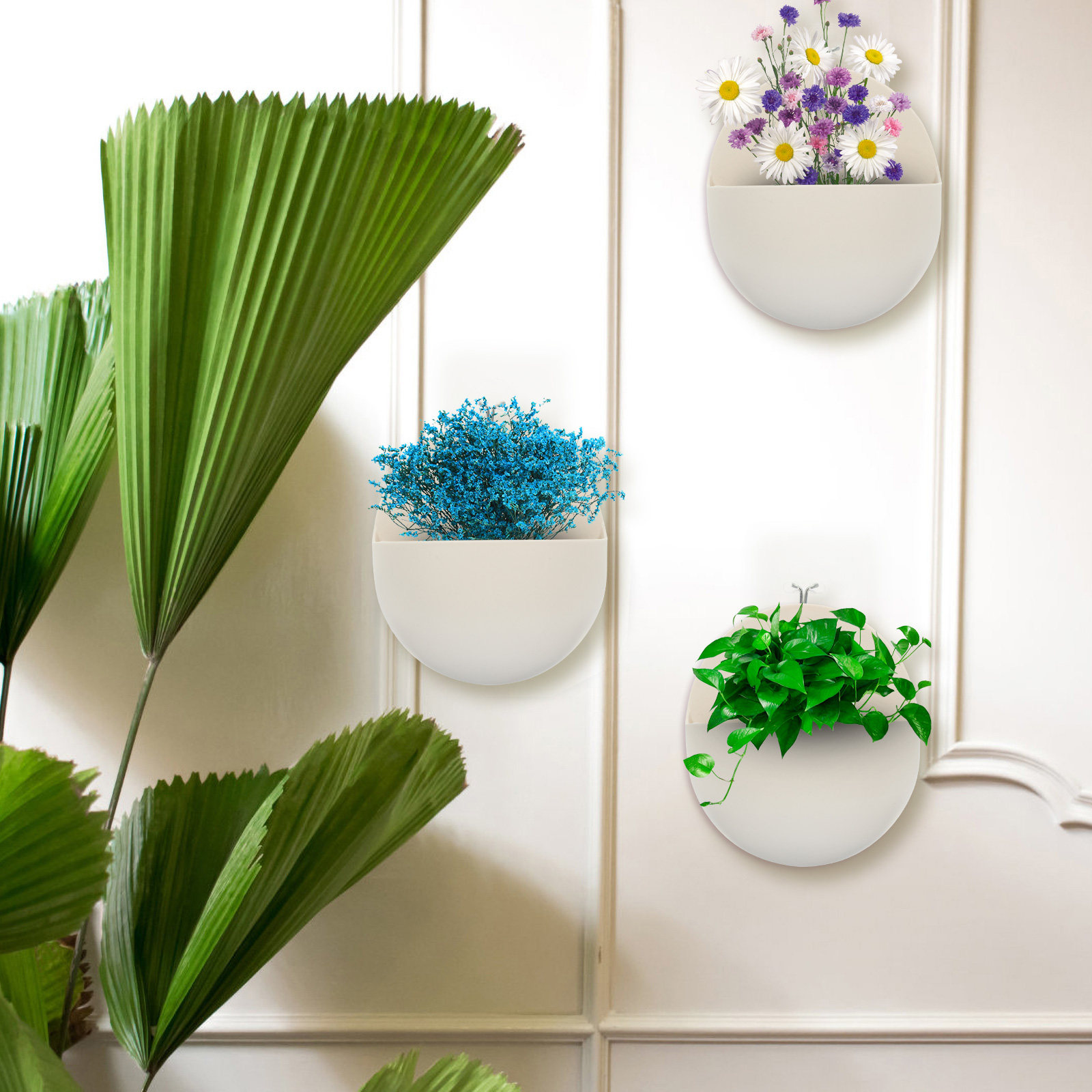 Vertical Planter - 4 Stück Balkon-Blumentöpfe, Kunststoff-Hängetöpfe, halbkreisförmige vertikale