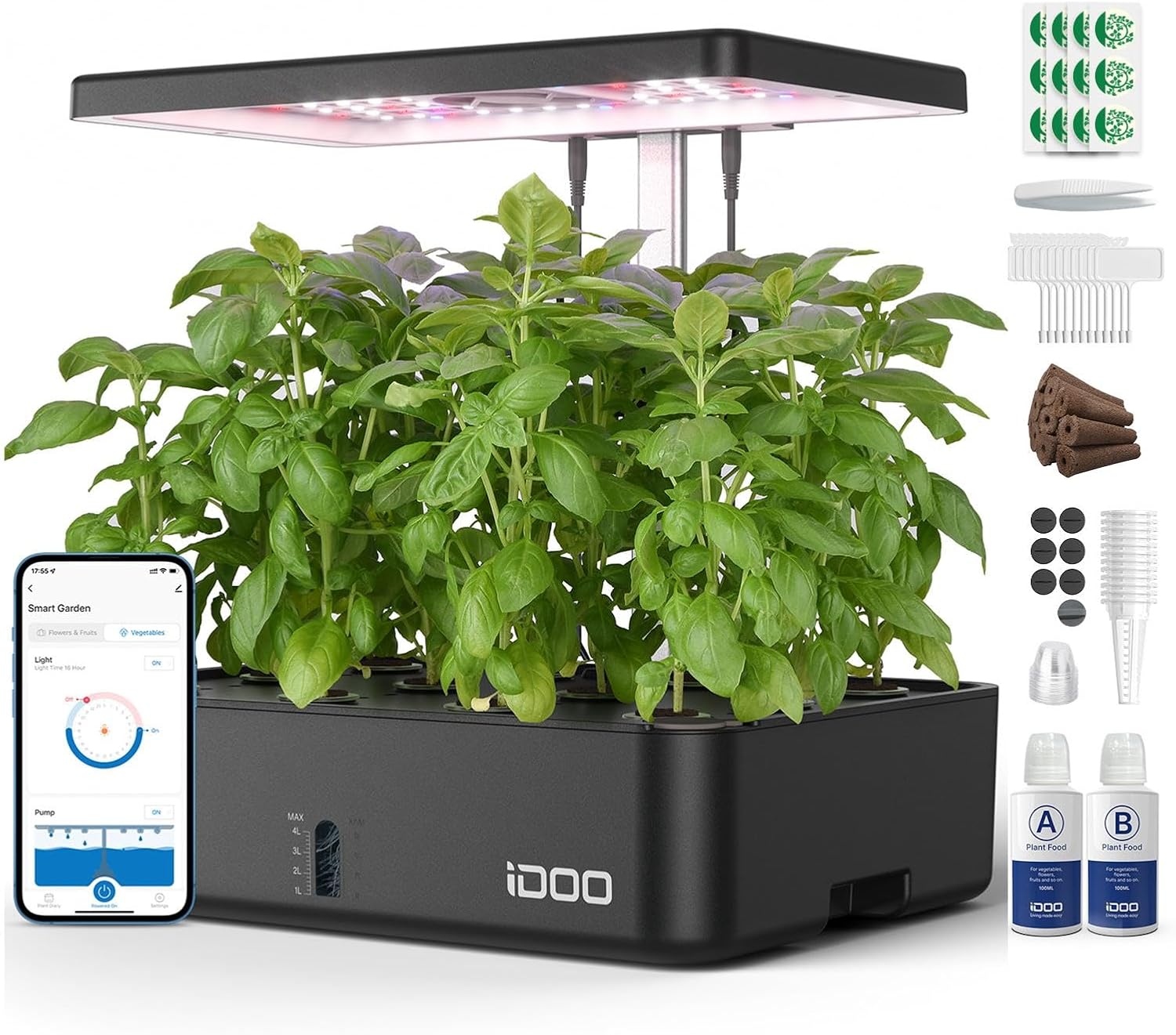 Indoor Herb Garden - 12-Pods-WiFi-Hydroponik-Anbausystem für den Innenbereich, Kräuter-Kit mit