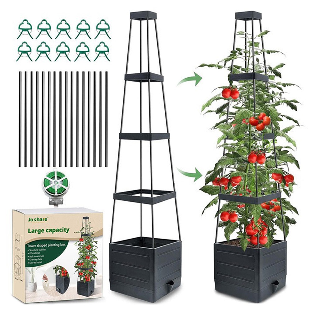 Self Watering Planter - Hochbeet-Pflanzkasten mit Rankgitter, Selbstbewässernder Pflanzkasten für